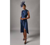 Coast Women's Satin Midi Dress With Twist Waist in Navy | Size: 8