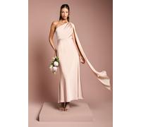 Coast Women's Satin One Shoulder Bridesmaid Dress with Chiffon Drape in Blush | Size: 12 Coast Blush 12