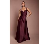 Coast Women's Satin Pleat Bodice Full Skirt Dress in Fig | Size: 16 Coast Fig 16