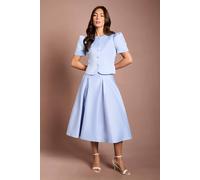 Coast Women's Satin Pleat Front Midi Full Skirt in Cornflower Blue | Size: 12
