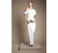 Coast Women's Satin Ruched Detail Off-The Shoulder Maxi Wedding Dress in Ivory | Size: 12 Coast Ivory 12
