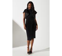Coast Women's Satin Ruffle Sleeve Midi Dress in Black | Size: 8 Coast Black 8