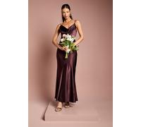 Coast Women's Satin Strappy Cowl Neck Fishtail Maxi Bridesmaid Dress in Espresso | Size: 16 Coast Espresso 16