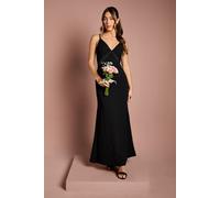 Coast Women's Satin Strappy Maxi Bridesmaid Dress with Back Sash Detail in Black | Size: 12 Coast Black 12