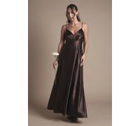 Coast Women's Satin Tie Back Detail Maxi Bridesmaid Dress in Chocolate | Size: 12