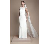 Coast Women's Satin V Back Maxi Wedding Dress with Back Sash Detail in Ivory | Size: 16 Coast Ivory 16