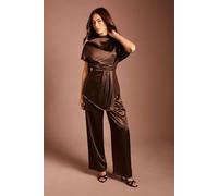 Coast Women's Satin Wide Leg Trouser in Chocolate | Size: 10