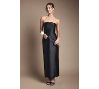 Coast Women's Scallop Detail Twill Column Bridesmaid Dress in Black | Size: 16