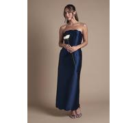 Coast Women's Scallop Detail Twill Column Bridesmaid Dress in Navy | Size: 16