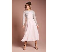 Coast Women's Scallop Embellished Pleated Midi Dress in Blush | Size: 8