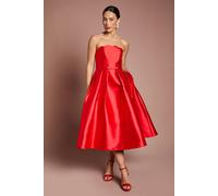 Coast Women's Scalloped Strapless Midi Dress in Red | Size: 8