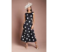 Coast Women's Scuba Fit & Flare Spot Printed Dress in Mono | Size: 18