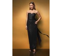 Coast Women's Sequin Bandeau Column Dress With Statement Bow in Black | Size: 16 Coast Black 16