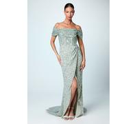 Coast Women's Sequin Bardot Maxi Bridesmaid Dress in Sage | Size: 12 Coast Sage 12
