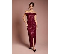 Coast Women's Sequin Bardot Maxi Dress in Red | Size: 14 Coast Red 14