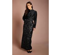 Coast Women's Sequin Column Maxi Skirt in Black | Size: 8