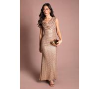 Coast Women's Sequin Cowl Neck Maxi Dress in Gold | Size: 14