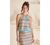 Coast Women's Sequin Crochet Tassel Holiday Top | Size: 14 Coast Multicolor 14