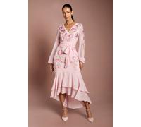 Coast Women's Sequin Embellished & Embroidered High Low Maxi Dress in Blush | Size: 10