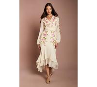 Coast Women's Sequin Embellished & Embroidered High Low Maxi Dress in Ivory | Size: 10