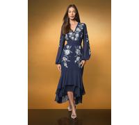 Coast Women's Sequin Embellished & Embroidered High Low Maxi Dress in Navy | Size: 14 Coast Navy 14