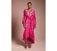 Coast Women's Sequin Embellished & Embroidered High Low Maxi Dress in Raspberry | Size: 14 Coast Raspberry 14