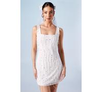 Coast Women's Sequin & Fringe Embellished Bridal Mini Dress in Ivory | Size: 14 Coast Ivory 14