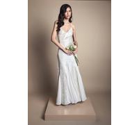 Coast Women's Sequin Godet Maxi Wedding Dress in Ivory | Size: 12