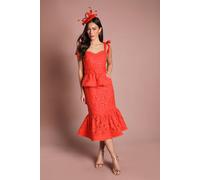 Coast Women's Sequin Lace Midi Dress in Flame Red | Size: 12
