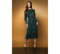 Coast Women's Sequin Long Sleeve Midi Dress in Emerald | Size: 12 Coast Emerald 12