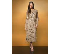 Coast Women's Sequin Long Sleeve Midi Dress in Gold | Size: 12 Coast Gold 12