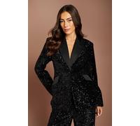 Coast Women's Sequin Single Breasted Blazer in Black | Size: 12