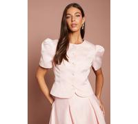 Coast Women's Short Sleeve Button Through Fitted Jacket in Blush | Size: 14 Coast Blush 14
