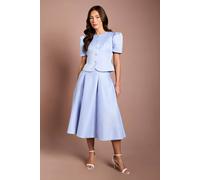 Coast Women's Short Sleeve Button Through Fitted Jacket in Cornflower Blue | Size: 8