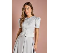 Coast Women's Short Sleeve Button Through Fitted Jacket in Silver | Size: 8 Coast Silver 8