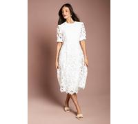 Coast Women's Short Sleeve Lace Midi Dress in Ivory | Size: 14 Coast Ivory 14