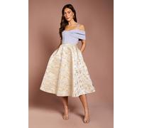 Coast Women's Shoulder Bandage Midi Dress With Jacquard Skirt in Light Blue | Size: 18 Coast Light Blue 18