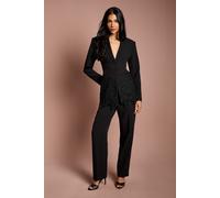 Coast Women's Single Breasted Lace Trim Fitted Blazer in Black | Size: 14 Coast Black 14