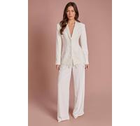 Coast Women's Single Breasted Lace Trim Fitted Blazer in Ivory | Size: 16 Coast Ivory 16