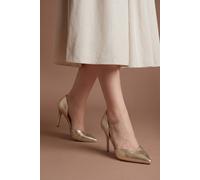 Coast Women's Sinitta Faux Metallic Leather Pointed Two Part High Stiletto Heel Court Shoes in Gold | Size: 6