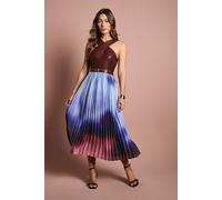 Coast Women's Sleeveless PU Midi Dress With Cross Neck & Belt in Burgundy | Size: 14 Coast Burgundy 14