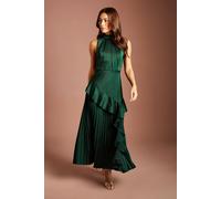 Coast Women's Sleeveless Ruffle Pleat Satin Back Crepe Dress in Emerald | Size: 14