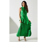 Coast Women's Sleeveless Ruffle Pleat Satin Back Crepe Dress in Green | Size: 16 Coast Green 16