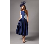 Sleeveless Satin Midi Dress With Contrast Detail Coast Navy 10