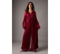 Coast Women's Soft Chiffon Frill Jumpsuit in Berry | Size: 10 Coast Berry 10