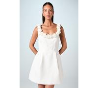 Coast Women's Square Neck 3D Flower Crepe Bridal Mini Dress in Ivory | Size: 12 Coast Ivory 12