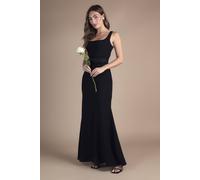 Coast Women's Square Neck Bow Detail Crepe Maxi Bridesmaid Dress in Black | Size: 14 Coast Black 14