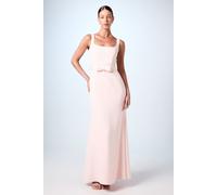 Coast Women's Square Neck Bow Detail Crepe Maxi Bridesmaid Dress in Blush | Size: 12 Coast Blush 12