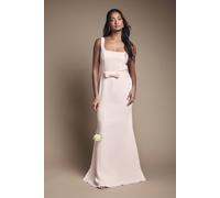 Coast Women's Square Neck Bow Detail Crepe Maxi Bridesmaid Dress in Blush | Size: 18