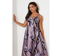 Coast Women's Square Neck Jacquard Midi Dress in Purple | Size: 10 Coast Purple 10
